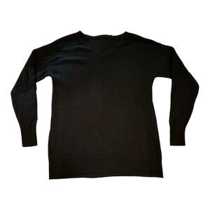 Black Silk & Cashmere V-neck Sweater Mens M/L (no tag) Luxury Blend Soft Comfy